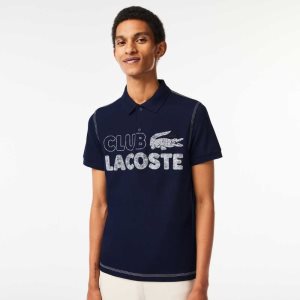 Lacoste Organic Cotton Printed Polo Navy Blue | YXC-526798