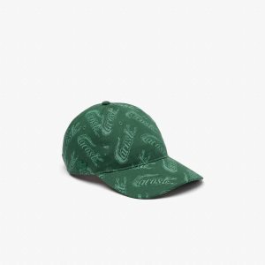 Lacoste Organic Cotton Vintage Print Cap Green / Khaki Green | DAU-769148