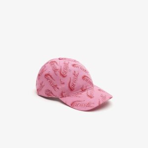 Lacoste Organic Cotton Vintage Print Cap Pink / Red | IVR-813479