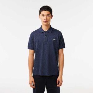 Lacoste Original L.12.12 Heathered Petit Pique Cotton Polo Blue Chine | VKB-950463