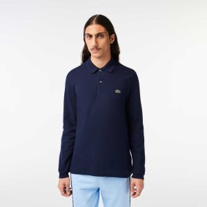 Lacoste Original L.12.12 Long Sleeve Cotton Polo Navy Blue | XCP-328794