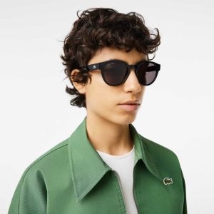 Lacoste Oval Plant Based Resin L.12.12 Sunglasses Matt Black | BRL-301976