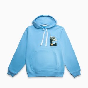 Lacoste Pennants L Badge Hooded Cotton Fleece Sweatshirt Light Blue | OHM-249365