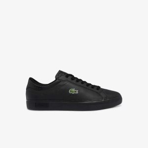 Lacoste Powercourt Burnished Leather Sneakers Blk/Blk | ALR-453087