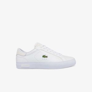 Lacoste Powercourt Burnished Leather Sneakers White/White | SCB-837952