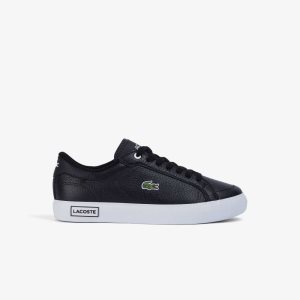 Lacoste Powercourt Leather Detailed Sneakers Black/White | RLM-850243