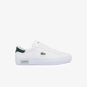 Lacoste Powercourt Leather Sneakers White/Dark Green | PIW-416053