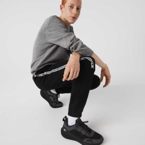 Lacoste Printed Bands Trackpants Black | LFS-312590