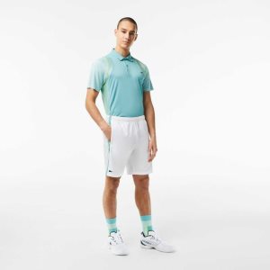 Lacoste Recycled Polyester Tennis Shorts White / Green / Yellow | XCH-563409