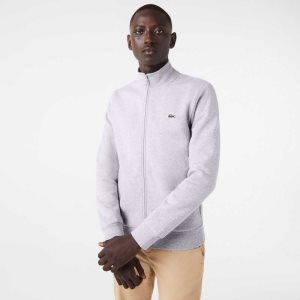 Lacoste Regular Fit Brushed Fleece Zippered Sweatshirt Grey Chine | MHK-293081