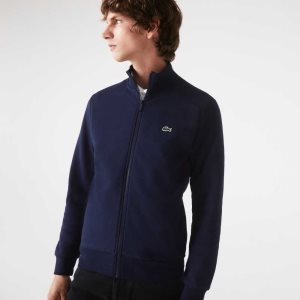 Lacoste Regular Fit Brushed Fleece Zippered Sweatshirt Navy Blue | UEY-305278