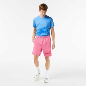 Lacoste Regular Fit Contrast Branding Fleece Shorts Pink | SUB-398674