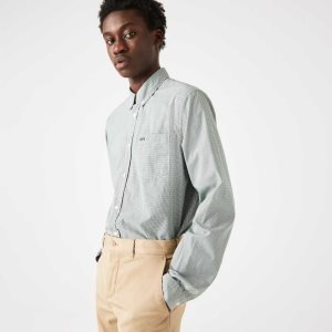 Lacoste Regular Fit Cotton Poplin Shirt White / Green | XGK-479163