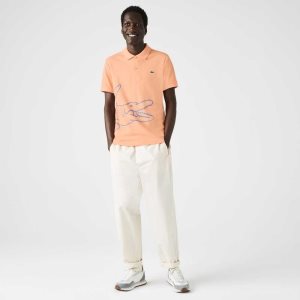 Lacoste Regular Fit Crocodile Print Cotton Pique Polo Light Orange | OSG-548392