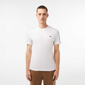 Lacoste Regular Fit Logo Stripe T-Shirt White | HFD-685073