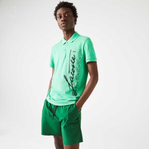 Lacoste Regular Fit Signature Cotton Pique Polo Green | QXU-213890