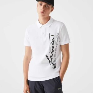 Lacoste Regular Fit Signature Cotton Pique Polo White | SXZ-107932