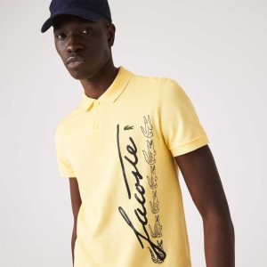 Lacoste Regular Fit Signature Cotton Pique Polo Yellow | USA-428736