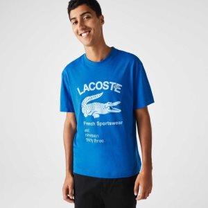 Lacoste Relaxed Fit Crocodile T-Shirt Blue | IHN-570632