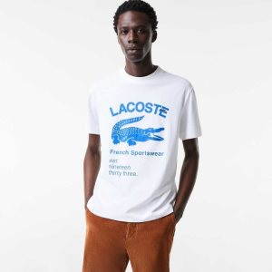 Lacoste Relaxed Fit Crocodile T-Shirt White | DXG-043519