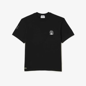 Lacoste Relaxed Fit Organic Cotton Jersey T-Shirt Black | IRL-356014