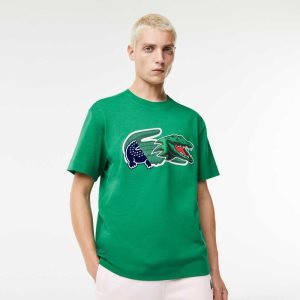 Lacoste Relaxed Fit Oversized Crocodile T-Shirt Green | DAH-532678