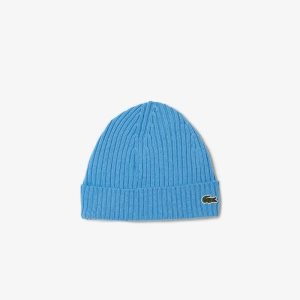 Lacoste Ribbed Wool Beanie Blue | GKC-097231