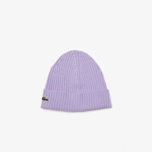 Lacoste Ribbed Wool Beanie Purple | DIF-937528