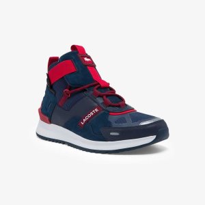 Lacoste Run Breaker Textile and Leather Sneakers Nvy/Red | OHG-206943