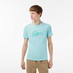 Lacoste SPORT 3D Print Crocodile Breathable Jersey T-Shirt Light Green / Green | OVJ-054163