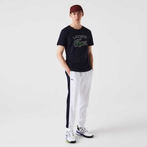 Lacoste SPORT Abrasion-Resistant Tennis Trackpants White / Navy Blue / Green | SWA-547623