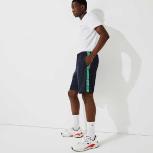 Lacoste SPORT Branded Side Bands Shorts Navy Blue / Green | KYH-421750