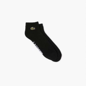 Lacoste SPORT Branded Stretch Cotton Low-Cut Socks Black / White | PBN-497351