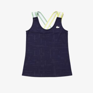 Lacoste SPORT Close-Fitting Tank Top Navy Blue / White | ISW-746095