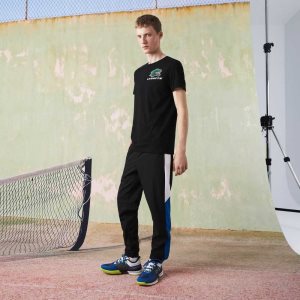 Lacoste SPORT Crocodile Print Tennis T-Shirt Black | NBL-845017