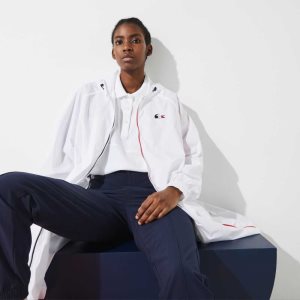 Lacoste SPORT French Sporting Spirit Edition Foldable Raincoat White / Navy Blue / Red | KZR-467289