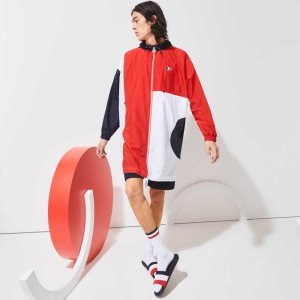 Lacoste SPORT French Sporting Spirit Edition Oversized Raincoat Navy Blue / Red / White | YCZ-256483