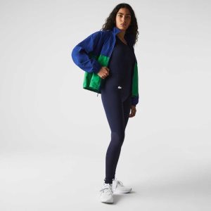 Lacoste SPORT High-Waisted Second-Skin Leggings Navy Blue | YRO-580714