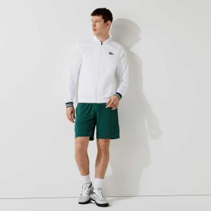 Lacoste SPORT Houndstooth Patterned Breathable Shorts Green / White | VXD-203897