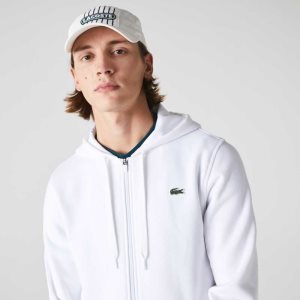 Lacoste SPORT Lightweight Bi-material Hoodie White | CNM-017934