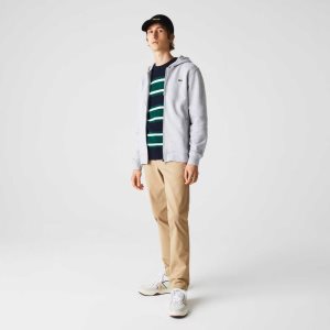 Lacoste SPORT Lightweight Bi-material Hoodie Grey Chine / Light Grey | ZDV-285470