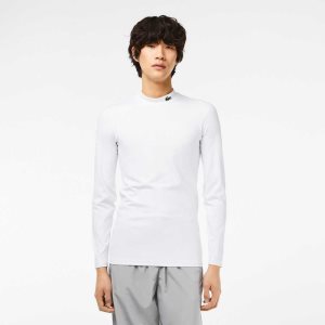 Lacoste SPORT Long Sleeve Tight Fit T-Shirt White | YCQ-605781