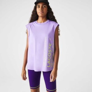 Lacoste SPORT Loose Fit Branded Coordinate T-Shirt Purple | TOR-173964