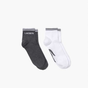 Lacoste SPORT Low-Cut Cotton Sock Two-Pack Grey Chine / White | BNW-190578