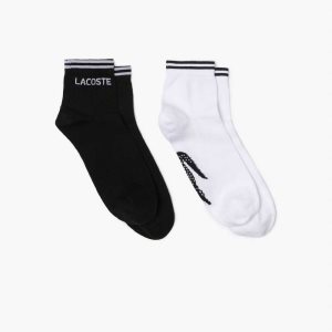 Lacoste SPORT Low-Cut Cotton Sock Two-Pack Black / White | FJR-285930