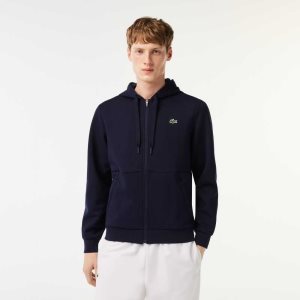 Lacoste SPORT Mesh Panels Hoodie Navy Blue | OEW-563417