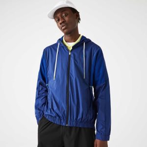 Lacoste SPORT Packable Nylon Zip Jacket Blue / Black | NLG-267348