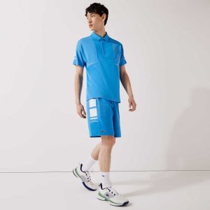 Lacoste SPORT Printed Side Bands Shorts Blue / White | ZKH-408325