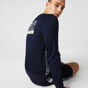 Lacoste SPORT Printed Tennis Sweatshirt Navy Blue | SYE-852916