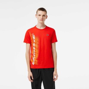 Lacoste SPORT Regular Fit T-Shirt with Contrast Branding Red | DSJ-709831